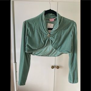 Green velvet cropped jacket never been worn
